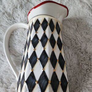 GRASSLANDS ROAD HARLEQUIN WITH GOLD AND RED ACCENT PITCHER